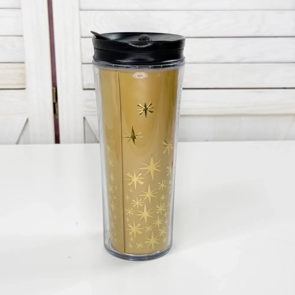 Starbucks Holiday 2011 Retro Snowflake Stars Acrylic‎ Travel Tumbler 12oz